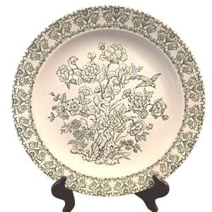 VTG Royal China Green Underglaze Dinner Chop Plate 12" 1954 Transferware
